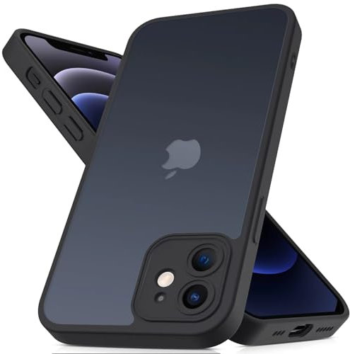 Mootobo iPhone 12 Case 6.1 inch, Military-Grade Protection 360° Full Body Frosted Translucent Back Phone Cover, Anti-Fingerprint Slim Shockproof Phone Case for iPhone 12 – Black