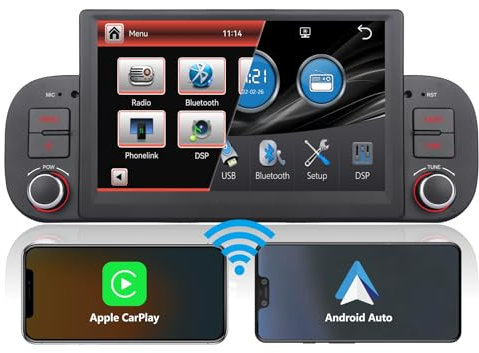 Autoradio DSP ad alta potenza per FIAT Panda 2013-2020 stereo radio schermo con carplay wireless integrato e Android auto Navi Bluetooth Comandi al volante touchscreen USB IPS 7 1080P radio AM/FM/RDS