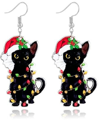 Weihnachtsschmuck Damen: Acryl Süße Weihnachten Katze Ohrringe, Weihnachtsohrringe mit Katze, Geschenke für die Weihnachtsfeier