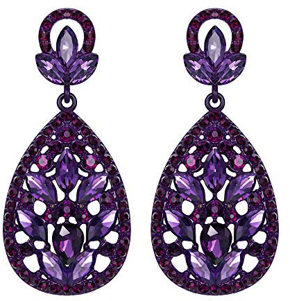 Clearine Matrimonio sposa Austrain Cristallo Diamante Boho Teardrop trafitto orecchini pendenti per le signore viola Gem tono viola,