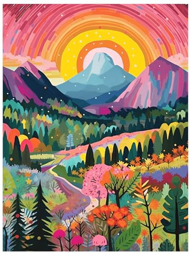 Malen nach Zahlen, Malen nach Zahlen Erwachsene, Landschaft Paint by Numbers Adult, DIY Handgemalt Ölgemälde für Home Décor Geschenk 40x50cm