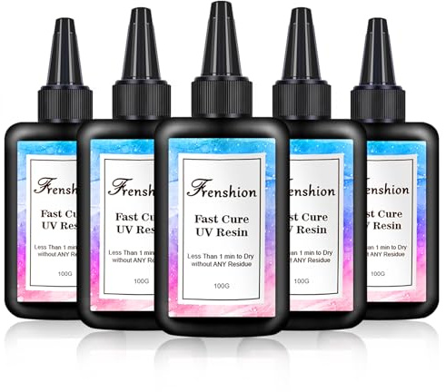 5X100 g neuestes UV-Hartharz, schnellste Aushärtung, vergilbungsfreies, supertransparentes Harz für die Schmuckherstellung, Gießen und Beschichten + 2 Paar Handschuhe