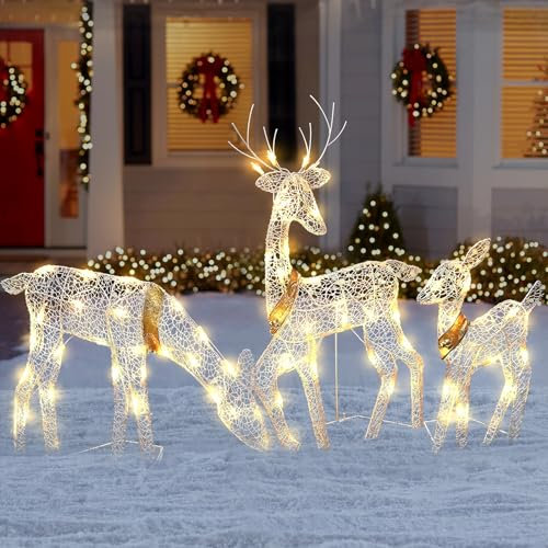 Weihnachtsdeko Aussen LED Rentier Weihnachtsbeleuchtung Außen Figuren,Weinachtsdekorationen Figur Beleuchtet Außen,Weihnachtsbeleuchtung Hirsch Deko Weihnachten Outdoor Garten Deko (02)