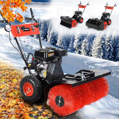 BRAST® Benzin Kehrmaschine | Laubsammler Schneeschieber | 4,8kW(6,5PS) | viele Modelle | 80-100cm Arbeitsbreite | Elektrostart | Schnellwechsel-System | Schneeräumer | 3in1 Gerät