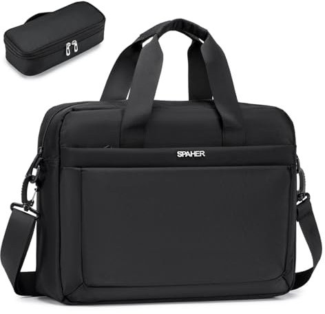 SPAHER Borsa Porta PC Custodia PC 15.6 Pollici Borsa Tracolla Uomo Borsa Università Borsa da Lavoro Ufficio Borsa Computer Laptop Bag Borsa Porta Documenti Uomo Valigetta 24 Ore Uomo Nero