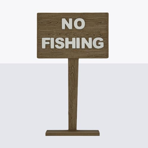 Generisch No Fishing Decorative Aquarium Sign - Humorous Accessory in Wood Effect PLA