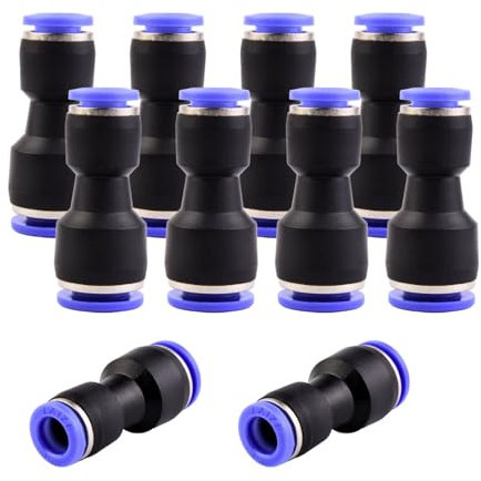 ANGEEK Lot de 10 raccords pneumatiques de 10 mm à 8 mm - Raccord rapide Push In pour le raccordement à l'air et à l'eau