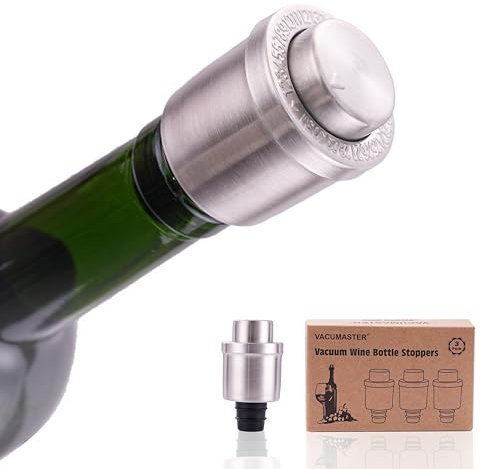 Vacumaster Vacuum Wine Pump and Stopper with Date Markers, 3 Pack Wine Keeper Vacuum with Leak Proof Bottle Cap, Reusable Stainless Steel Wine Saver – Best Gift for Wine Lovers
