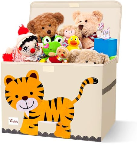QASUN Toy Box Storage,Storage Boxes With Lids,Collapsible Fabric Storage Box,Large Fabric Foldable Storage Box,Kids Toy Storage,Clothes Storage,Toy Boxes for Boy Girl,Toy Organiser,Living Room Storage