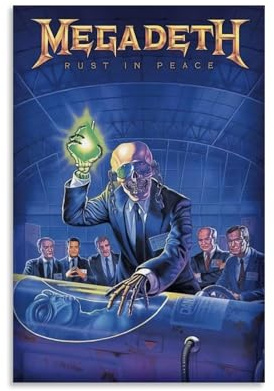 YRUAWRH Megadeth Poster Rust in Peace, ästhetisches Cover, Leinwand, Vintage-Poster, dekoratives Gemälde für Schlafzimmer, Wohnzimmer, 30 x 45 cm, ungerahmter Stil