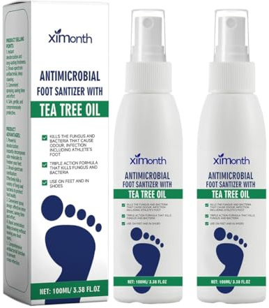 Uioecn 2 x Tea Tree Oil Foot Sprays for Feet and Shoes, Fast Drying and Easy to Carry.
