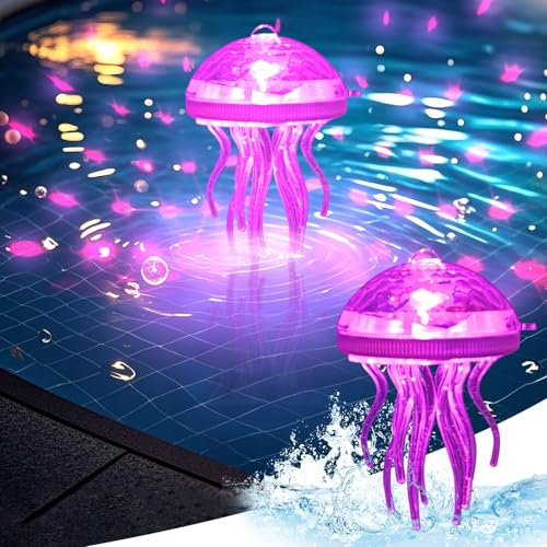 ACAREY Solar Schwimmende Poolbeleuchtung mit RGB Farbwechsel, Solar Teichbeleuchtung Schwimmende Poollichter, Wasserdichtes LED Pool Zubehör Für Außen, Schwimmbäder, Teiche, Gartendeko (Qualle)