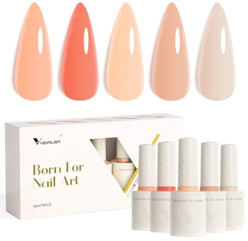 VENALISA UV Nagellack Set 5 Farben Gellack Nagellack Gel Polish Set Farbgel für Gelnägel UV Lack Soak Off gellack für UV Lampe 2505