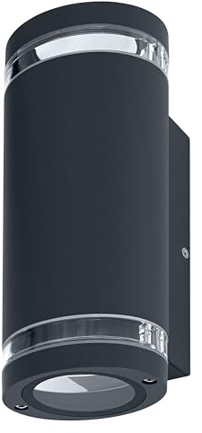 Osram Up/Down GU10 Outdoor wall Light with Spacer Ring, Dark Grey Aluminium housing, IP44 & IK03 Protection, wall Light for facades and entrances