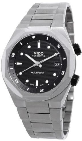 MIDO Multifort 8 Two Crowns Schweizer Automatikuhr für Herren, Edelstahl, Gehäuse 40 mm, achteckige Lünette