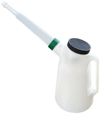 MFMEXUL Bidon Huile avec Bec Verseur Récipient à Huile Moteur Capuchon Sécurisé Poignée Confortable Structure Translucide Remplissage Aisé Convient Réparation, 5l