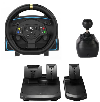 DOYO Gaming Steering Wheel with Pedals and Shifter for PC, PS3 | 1080° USB Sim Racing Wheel Dual Paddles,Dual Vibration,Adjustable Sensitivity,Professional Sim Driving Steering Wheel for PC