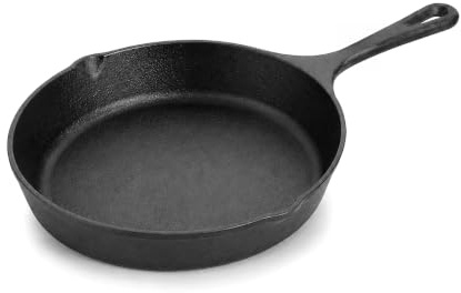 WINSOME Pre Seasoned Cast Iron Skillet | (25 cm) Heat-Retaining Cast Iron Frying Pan with Dual Handles | Skillet Pan with Pouring Lips | Cast Iron Pan for BBQ, Chops, Fajitas & Steaks
