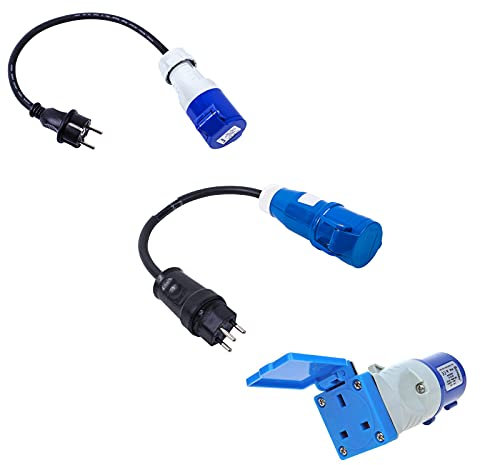 CEE Adapter Set 1x Adapter England 1x Adapter Schweiz 1x Adapter Südeuropa ideal für Wohnwagen, Wohnmobil und Boot
