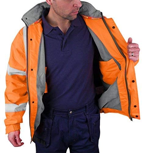 BOMBER JACKET FLEECE LINED HV ORANGE XXL