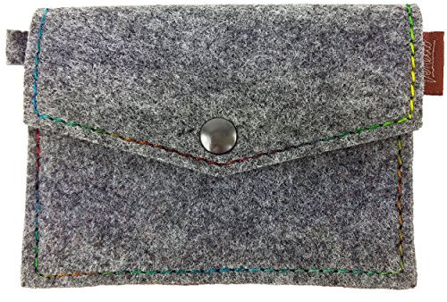 Venetto Mini Filz Portemonnaie Geldbörse Geldbeutel Brieftasche Damen Herren Kinder Damenbörse Damengeldbörse Herrenbörse Geldtasche Damenportemonnaie Kinderbörse (Grau)