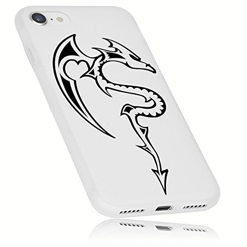 mumbi Hülle kompatibel mit iPhone SE 2 2020 / 7 / 8 Handy Case Handyhülle double GRIP mit Motiv Drache, transparent weiss
