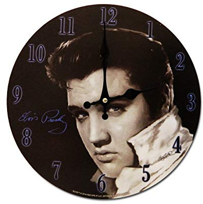 Midsouth Products Elvis-Presley-Uhr, mit Schwarz-Weiß-Foto von Elvis, 29,8 cm im Durchmesser