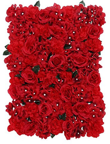 Perfeclan Künstliche Blumenwand Rosenwand, DIY Hochzeit Straße und Dekoration, aus Seiden Rosen - Rot