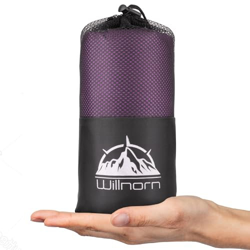 WILLNORN 2in1 Hüttenschlafsack aus Mikrofaser, Hüttenschlafsack mit durchgängigem Reißverschluss, Leichter Komfort hüttenschlafsack und XL Reisedecke in Einem- 95 * 220 cm(Lila)