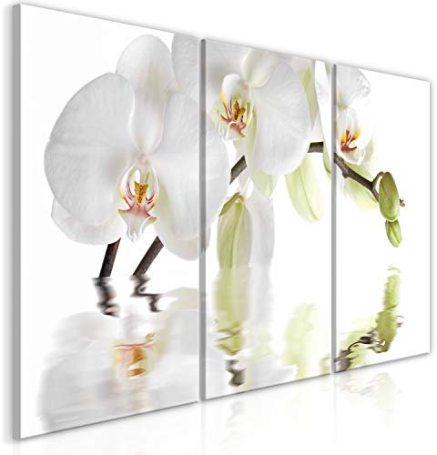 murando - Wandbilder XXL Blumen Orchidee 180x90 cm Vlies Leinwandbild 3 tlg Kunstdruck modern Wandbilder XXL Wanddekoration Design Wand Bild - Spa Natur weiß b-C-0487-b-e