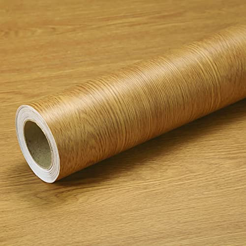 Hode Self Adhesive Wallpaper 40cm X 3m Wood Grain Brown Paper Sticky Back Plastic Roll Peel and Stick Waterproof Removable Vinyl Film for Furniture Bedroom Kitchen Wall