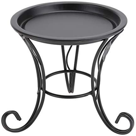 HEMOTON Blumenhocker Metall Blumenständer Eisen Hocker Retro Europäischer Stil Metallhocker Balkon Boden Garten Blumentopf Pflanzgefäß Halter Dekoration Pflanzenregale Schwarz