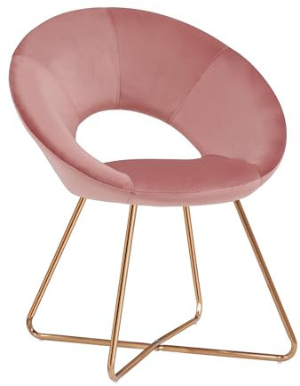 Duhome sedia da salotto poltrona in velluto sedia da cucina imbottita con gambe in metallo dorato rosa