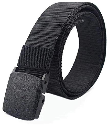Miobo Unisex Gürtel Nylon Canvas Arbeitsgürtel für Damen und Herren, Stufenlos Verstellbarer Stoffgürtel mit Plastikschnalle Schwarz
