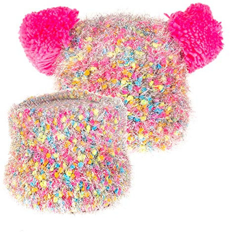 Avanti Konieczko Kinder Wintermütze mit Mikrovlis unterfüttert, Winter Mütze, Bommelmütze, Kunstfell, Warme Strickmütze mit einem Fell-Bommel und 2 Fell-Bommel