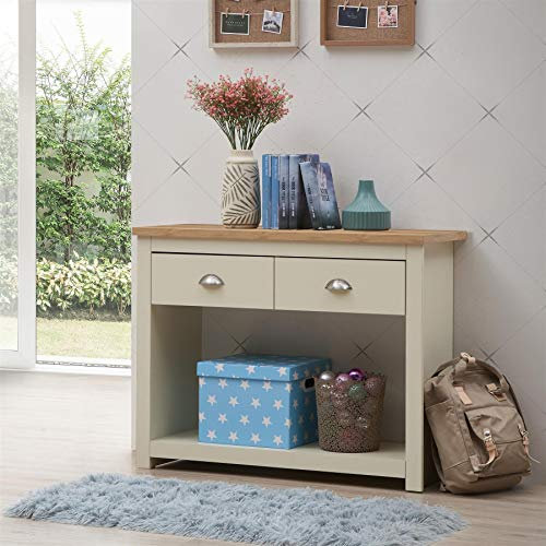 TAD TIMBER ART DESIGN UK Lisbon Console Hallway Side Table 2 Drawers Shelf Desk Storage Furniture Cream
