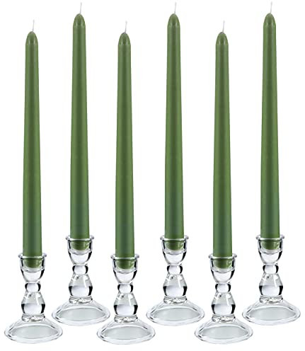 Portavelas de cristal para velas cónicas, juego de 6 portavelas decorativos transparentes para decoración de Navidad y decoración de mesa de Acción de Gracias, boda, comedor, fiesta (sin velas)