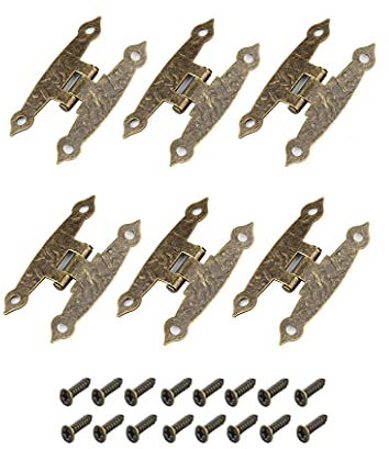 Ncheli 6pcs Cerniere per Porta,Cerniere Mobili Antichi Bronzo Cerniere Vintage Cerniere Cerniere Bronzo Antico per Armadi, Cassettiere, Cassette, Scatole in Stile Vintage, Rustico e Retrò