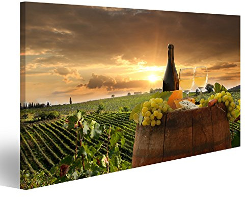 islandburner Bild auf Leinwand Weinberg Chianti Toskana Weißweinfass Italien Wandbild Poster Kunstdruck Bilder