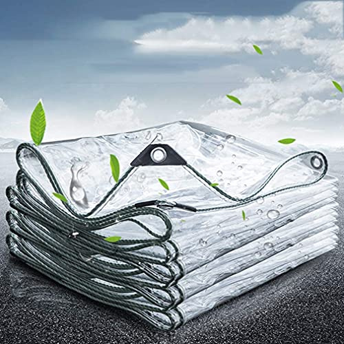 Wasserdicht Transparente Plane,0,35mm Dicke,Stabil Flexibel,Breit für Innen und Außenbereich Meterware,Faltbar PVC-Material Vordächer mit Ösen,Balkon,Vorhang,Sonnenschutz Tarp (2.2x2.5m/7.2x8.2ft)