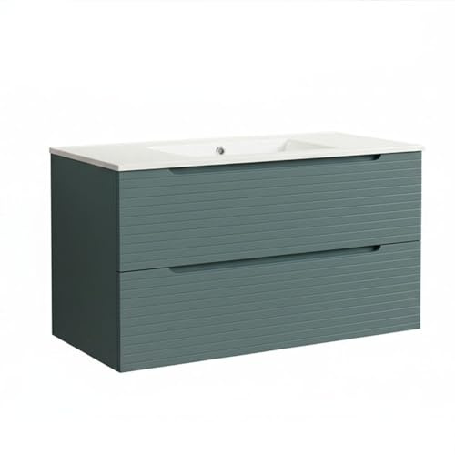 Kibath Mueble de Baño con Lavabo Boreal 80x45 cm Azul Océano Mate | 2 Cajones, Suspendido