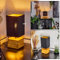 Tischleuchte Geneva, Nachttischlampe, Holz/Stoff in Natur/Schwarz/Goldfarben, Tischlampe 1-flammig im skandinavischen Design, E14, Länge 12,5 cm, Leuchte m. An-/Ausschalter am Kabel, ohne Leuchtmittel
