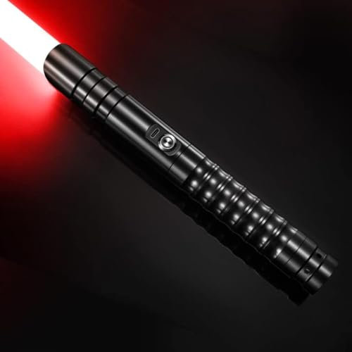 Wisbecost Sabre Laser RGB Duel Lightsaber 15 Couleurs 12 Soundfonts de Combat Simulés,Cadeaux de Noël & Jedi Knight Cosplay丨Chargement USB Noir