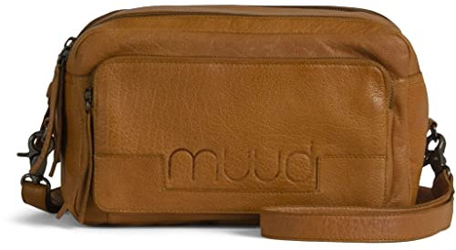 muud Stavanger handgefertigte Crossbody-Stricktasche/Umhängetasche aus Leder Whisky