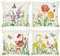 Bonhause 4er Set Kissenbezüge Blumen Garten 45 x 45 cm Blume Schmetterlinge Dekorative Kissenhülle Zierkissenbezüge für Sofa Schlafzimmer Wohnzimmer Zuhause Dekoration