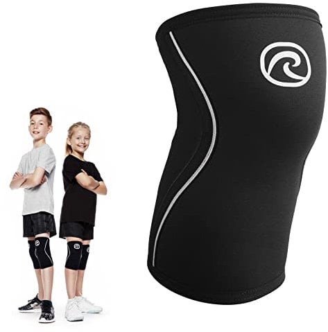 Rehband Kniebandage Kinder aus 5mm SBR/Neopren, Bandage Knie für Mädchen & Jungs, Kompressions-Bandage für Sport: Fußball, Tennis oder Laufen, Farbe:Schwarz - 1 Paar, Größe:S