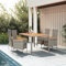 Tidyard 5-TLG. Garten Essgruppe, Sitzgruppe Garten 4 Personen, Terrassenmöbel, Gartenmöbel, Esstisch mit Holz-Tischplatte & 4 Stühlen, mit Kissen Grau Poly Rattan
