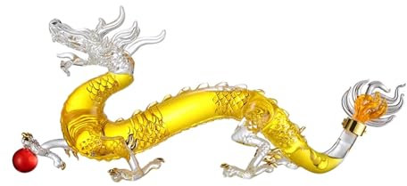 1000ml/33.8oz Dragon Whiskey Decanter Chinese Zodiac Animal Alcohol Liquor Dispenser Clear Glass Decanter Wine Pitcher for Scotch Bourbon
