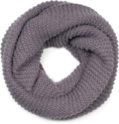 styleBREAKER Unisex Strick Loop Schal Einfarbig mit Wellenmuster, warmer Winter Strickschal, Schlauchschal 01018169, Farbe:Dunkelgrau