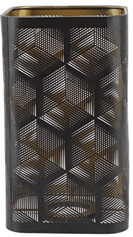 Lwuey Metall Lampenschirm, 20x12cm Quadratischer Hohlkörper mit Schnitzmuster für E26 E27 Fassungen Moderner Retro Vintage Deko für Stehlampen Tischlampen in Wohnzimmer Hotel Büro